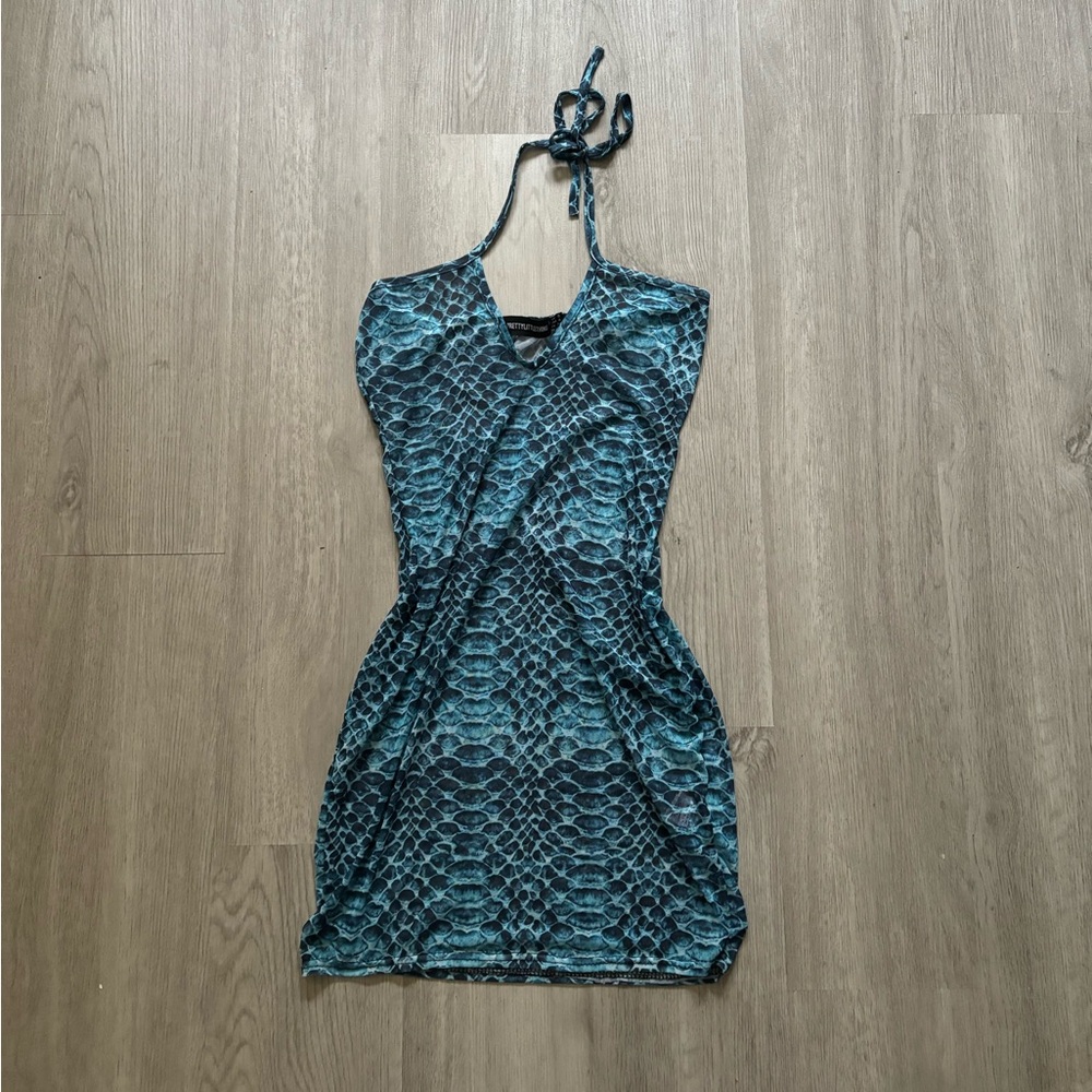 Blue Turqoise PLT Snakeskin Bikini Coverup